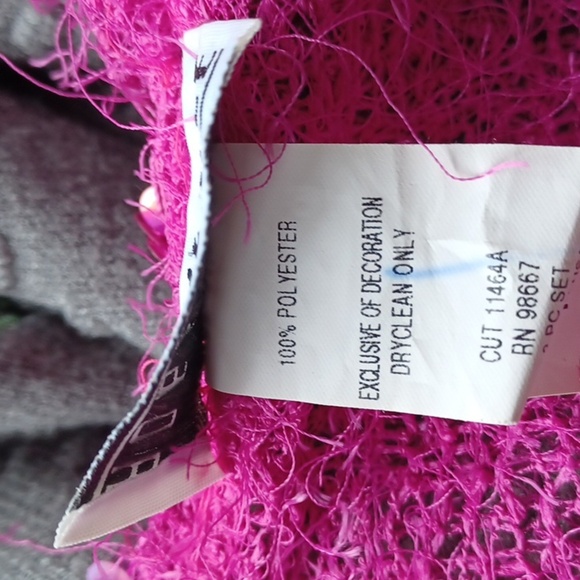 Robbie Bee Fuzzy Crop Cardigan, Pink, Sequins, 3/4 Sleeve, Crochet Trim - Picture 7 of 7